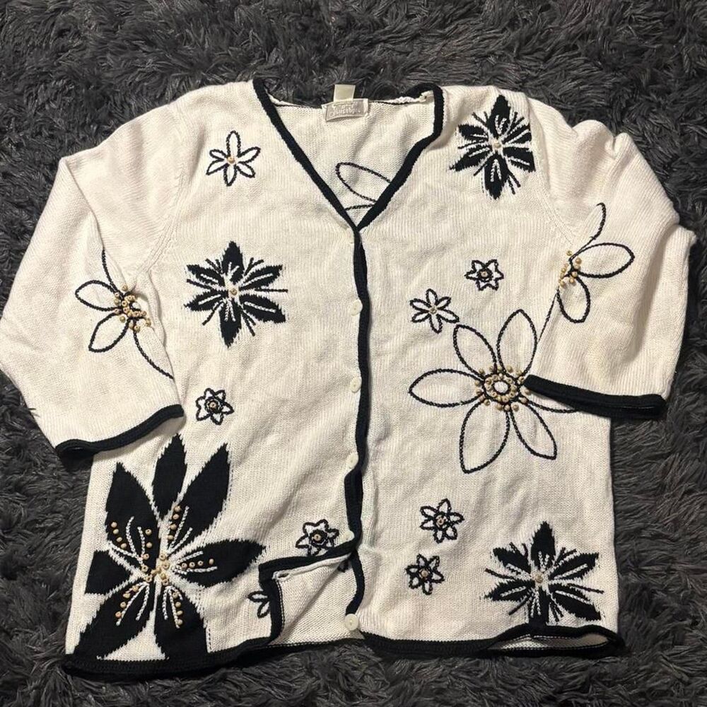 Christopher-banks Women's White and Cream Cardigan